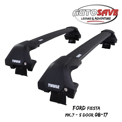THULE - WingBar Edge Black Aluminium Roof Bars for Ford Fiesta 5dr mk7 (2008-17)