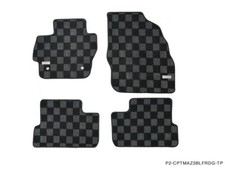 P2M Checkered Flag Front & Rear Carpet Floor Mats Set for Mazda 3 (BJ) 10-13 New