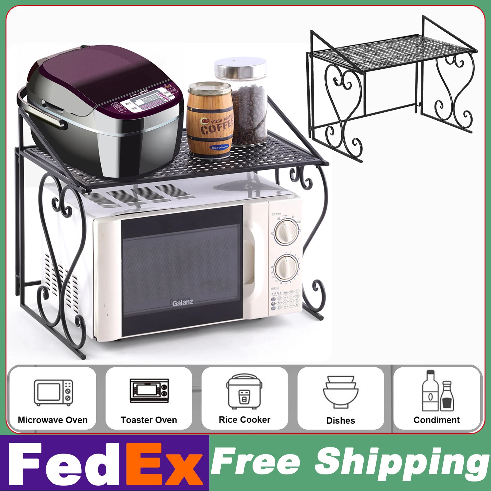 Kitchen Microwave Oven Rack Metal Shelf Microwave Stand Shelf Toaster Oven Stand