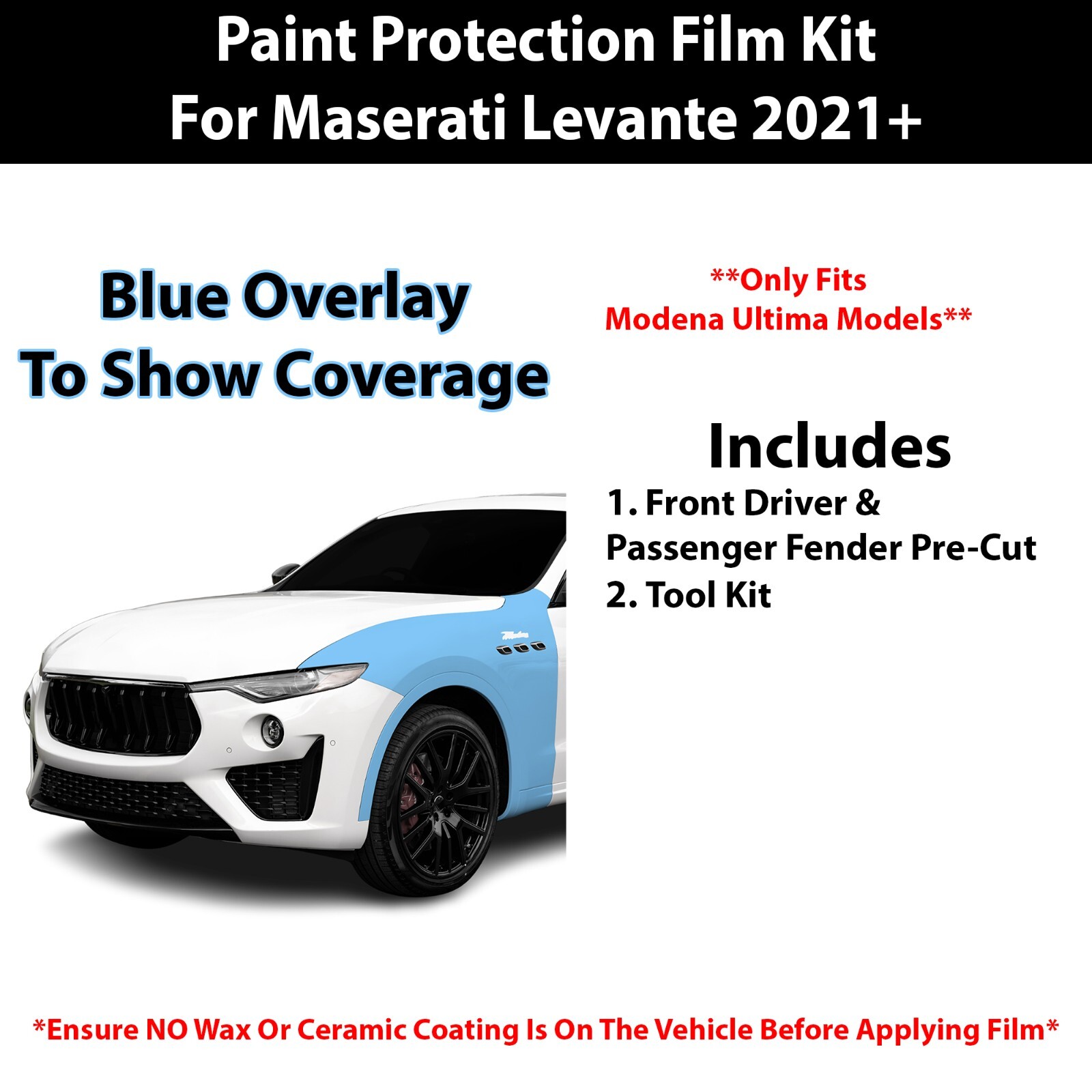 Pre Cut Paint Protection Film Clear Bra PPF Kit for Maserati Levante Modena 21+