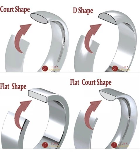 Platinum Diamond Ring Court Shape Wedding Ring 2mm Band UK Hallmarked 950 - Image 4 of 4