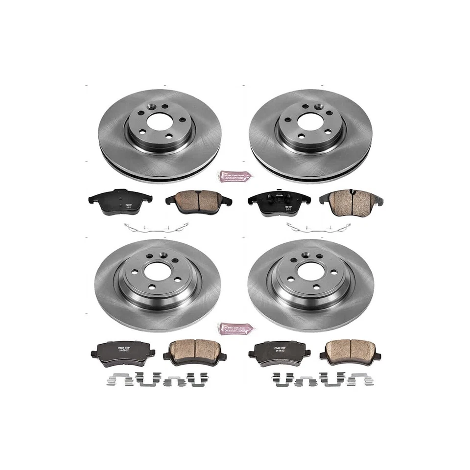 Kits de disco e pastilhas de freio KOE5611 Powerstop conjunto de 4 rodas dianteiras e traseiras para Volvo S80 - Imagem 4 de 4