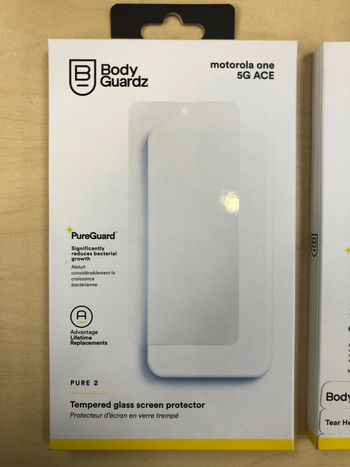 3X Protector de pantalla de vidrio templado BodyGuardz Pure2 para Motorola one 5G ACE Foto 2 de 3