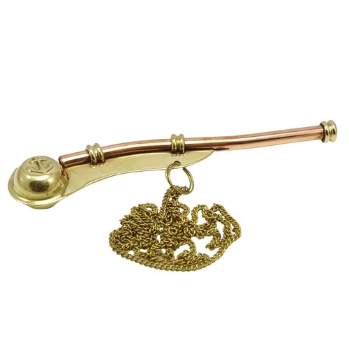 Brass Boatswain Navy Ship Bosun's Whistle w Chain Nautical CHRISTMAS GIFT KEY - Picture 2 of 3