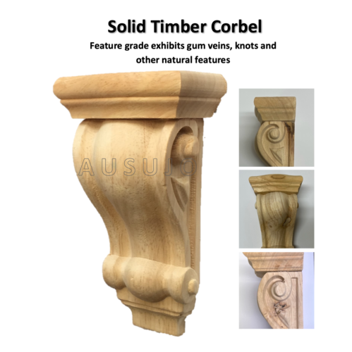 Feature Grade Solid Timber Corbel Wooden Wood Timber Carved Corner Support Raw - Picture 1 of 9