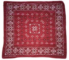 Vtg FAST COLOR RED 100 Cotton RN 13962 Western Bandana Handkerchief Rockabilly