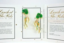 Lunch At The Ritz LILY WHITES Calla Lily Flower Wedding Clip On Earrings 1993