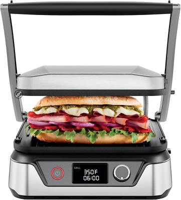 5-in-1 Stainless Steel Panini Press & Grill with Removable Plates