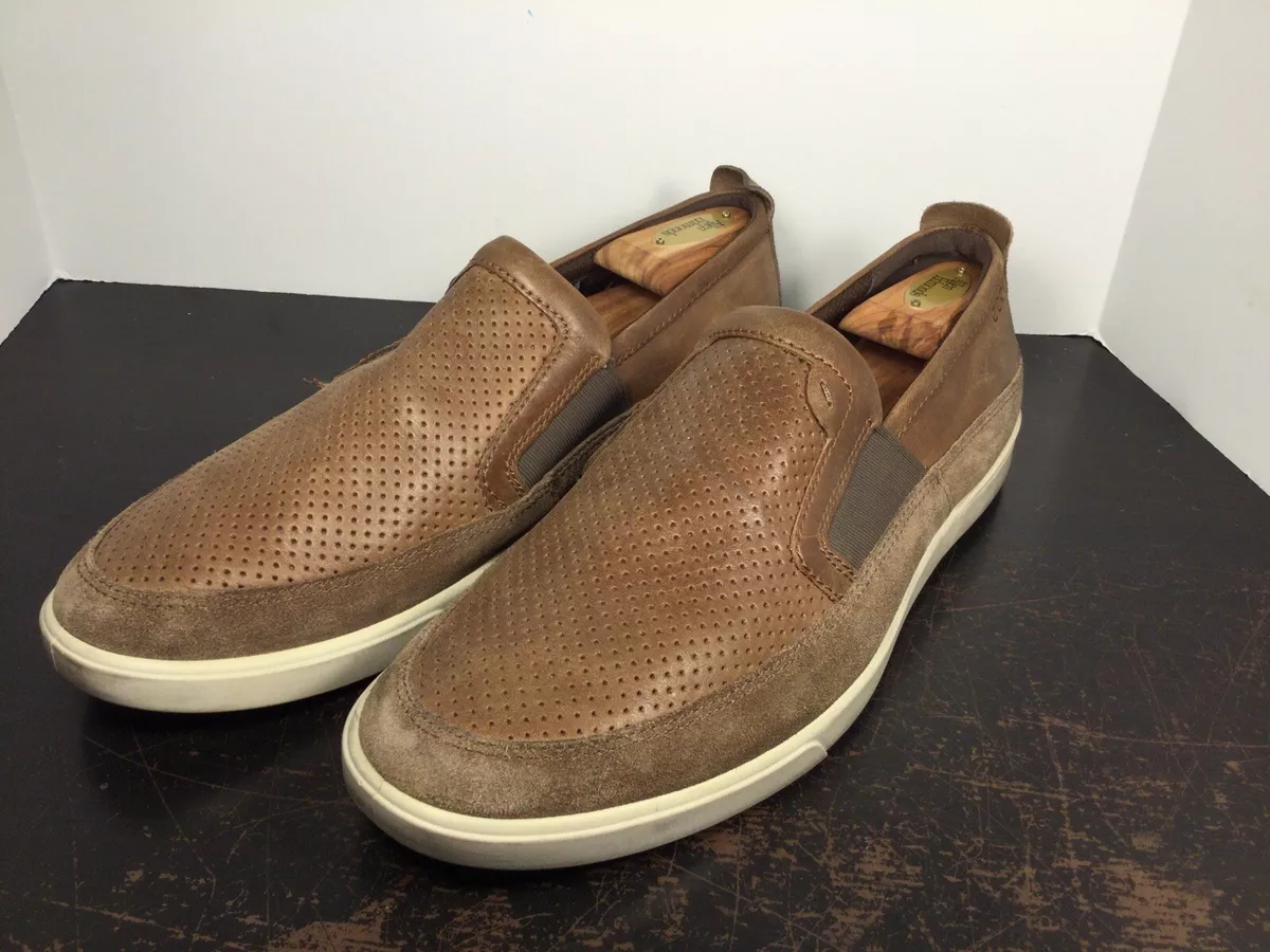 Ecco Perf Slip On Brown Leather Sneakers Men s Size 11 EU 45