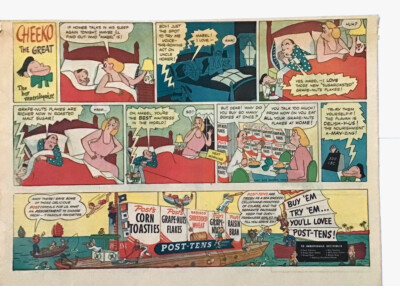 1947 Sunday newspaper ad for Post - Cheeko The Great Boy Ventriloquist, sleepy
