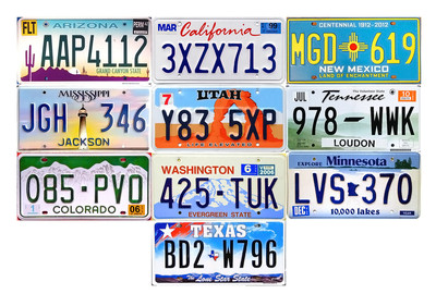 10 USA LICENSE PLATES - AMERICAN TAG LOT ART CRAFT WALL DECOR MANCAVE (10D)