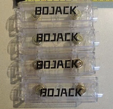 4x BOJACK Fuse Holders, no fuses, Gold color terminals, with covers. NEW