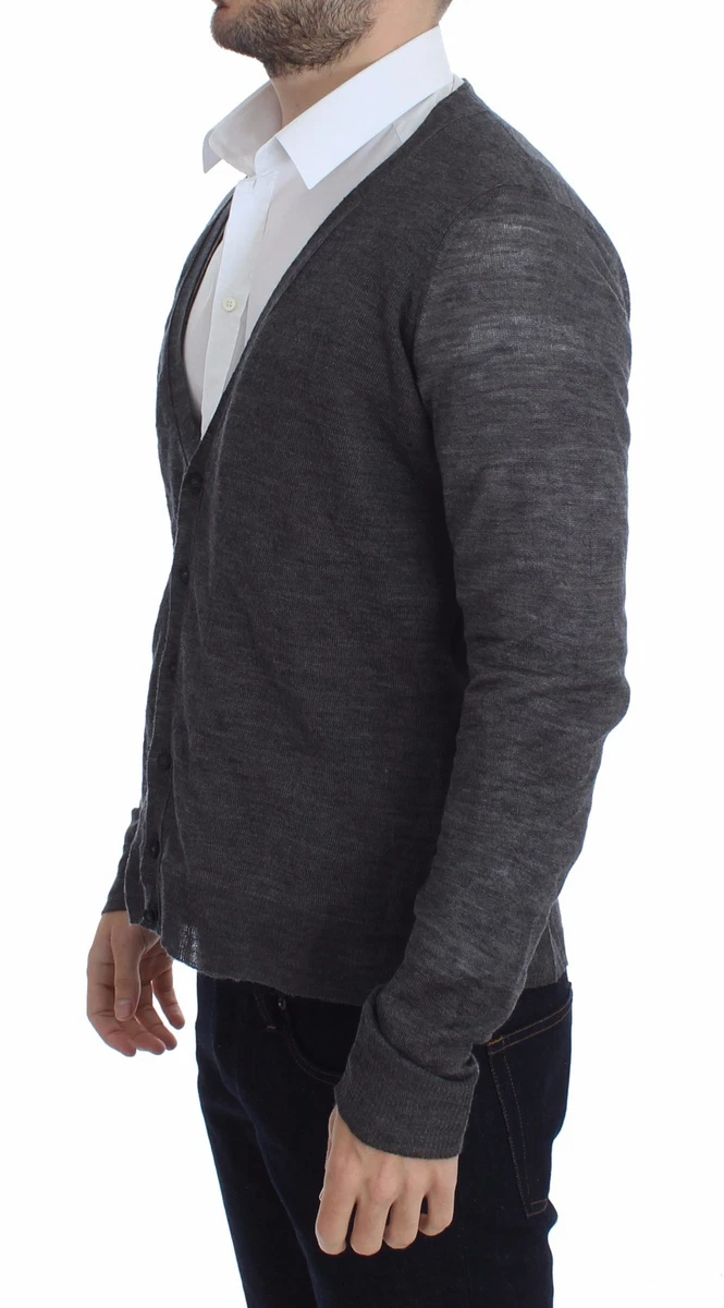 COSTUME NATIONAL C'N'C Gray Wool Button Cardigan Sweater s. IT50 / L RRP $320