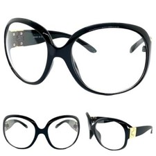 Women Oversized Vintage Retro Style Clear Lens EYE GLASSES Large Big Black Frame