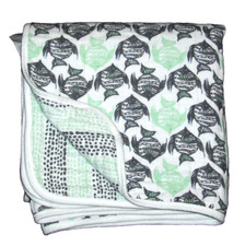 Aden Anais White Label Seaside Fish Dot Stripe Muslin Baby Dream Blanket 47"