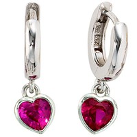 "Jobo \"34978\" Kinder Creolen Herz 925 Sterling Silber 2 Zirkonia Pink Ohrringe K"
