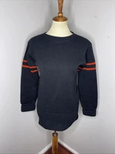 Vintage 1940 Champion Knitwear Black Orange Stripe Sweater 40 Princeton Varsity