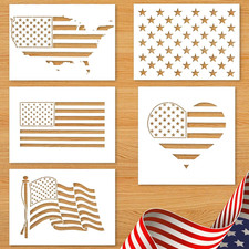 5Pcs American Flag Sencils 50 Star Stencil Heart Map Star Templates Reusable Ame
