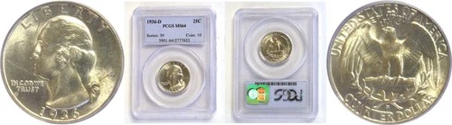 1936-D 25C Washington Quarter PCGS MS-64
