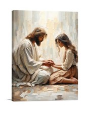 Jesus and Girl Praying Painting Print Picture Wall Decor Christian Christian ...