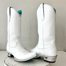 Lane EMMA JANE Womens Cowboy Boots 9.5 Matte White Western Cowgirl Mid Calf Tall