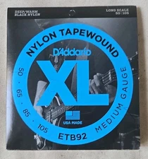 D'Addario ETB92 Nylon Tapewound Long Scale Bass Guitar Strings Medium 50-105