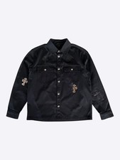 Chrome Hearts Black & Cheetah Cross Patch Work Dog Jacket