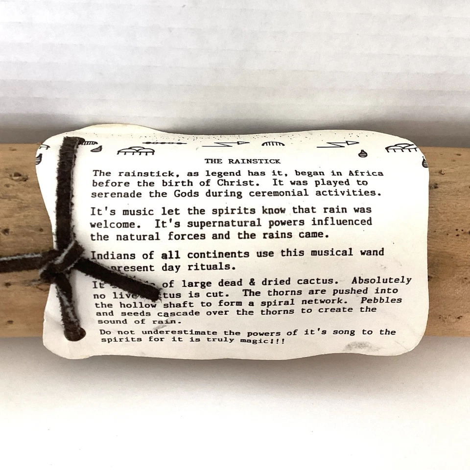 VINTAGE RAIN STICK HOLLOW Tribal WOOD NOISE MAKER MUSICAL INSTRUMENT 20” Cactus - Image 2 of 4