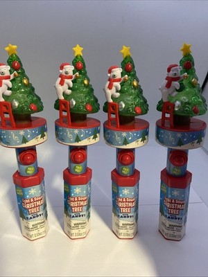 (4) Light & Sound Christmas Tree Stick    Polar Bear   Candy Holder NEW!!