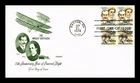 US COVER WRIGHT BROTHERS AVIATION PIONEERS AIR MAIL FDC BLOCK ARTMASTER
