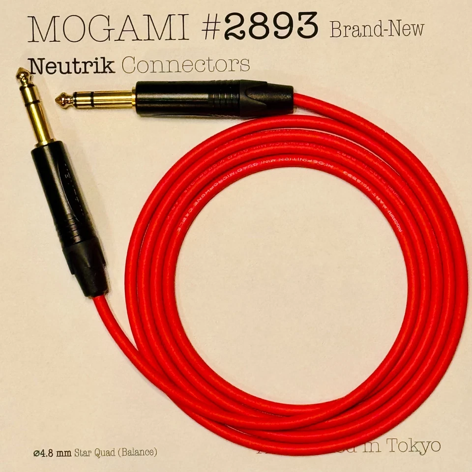 1–200 ft Mogami 2893 Flexible Quad Rojo | Elige Neutrik XLR/TRS | Listo para granel Foto 2 de 4