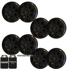 Kicker Black OEM Replacement Marine 6.5" Coaxial speaker Bundle 8 Speakers
