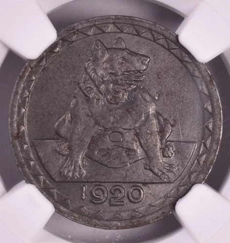 1920 Notgeld Germany 25P Aachen Lamb 1.5 Iron - NGC MS62