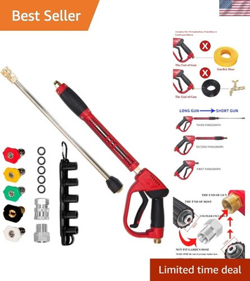 #ad #ad 5000 PSI Pressure Washer Gun in Red with Extension Wand and Nozzles $65.25