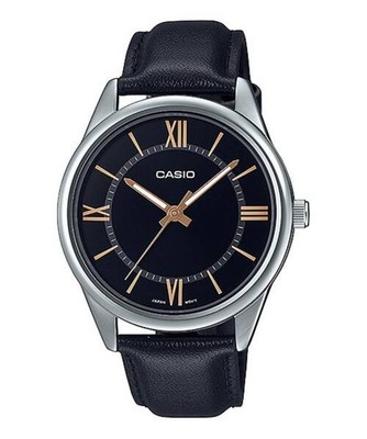 Casio Men s Black Leather Watch with Black Dial - MTP-V005L-1B5UDF