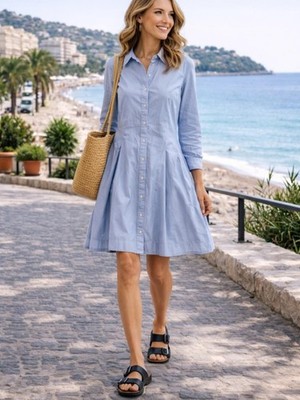 green emerald velvet dress Lauren Ralph Lauren Women's Fit-and-Flare Shirtdress Brown Birch main image 1