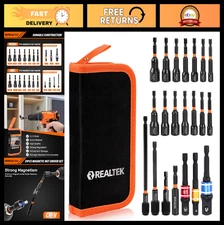 21PCS Magnetic Nut Driver Set, Metric & SAE, 1/4" Cr-V Steel Bits, Impact Drill