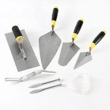 8-Piece Masonry Hand Tool Set Includes Finishing Trowel, Gauging Trowel, Poin...