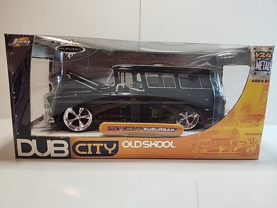 Jada Toys Dub City OldSkool 1:24 Scale 1957 Chevy Suburban Black Diecast