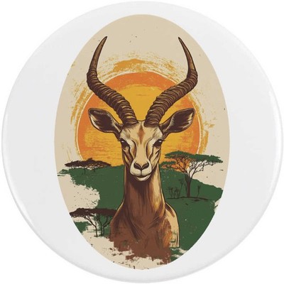 Button Pin Anstecker ''Springbock Portrait mit afrikanischer Landschaft'' (BB051436)