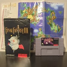 Final Fantasy III SNES - Cartridge w/ Manual & Repaired Map (TESTED WORKING)