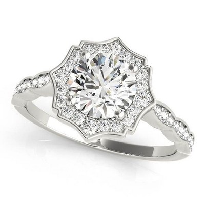 Elegant! 2 kt DE/VS Lab Grown runder Diamant Halo Verlobungsring 18 K Weißgold