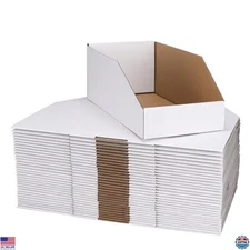 ZBEIVAN 35-Pack Cardboard Storage Bins 12"x6"x4.5" Easy Assembly Organizers