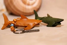 Leather Shark Keychain Handmade Ocean Animal Charm Gift for Kids Women Men