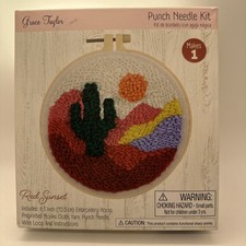 New Punch Needle Kit Grace Taylor Complete 6.1 Inch Hoop Red Sunset Cactus Boho