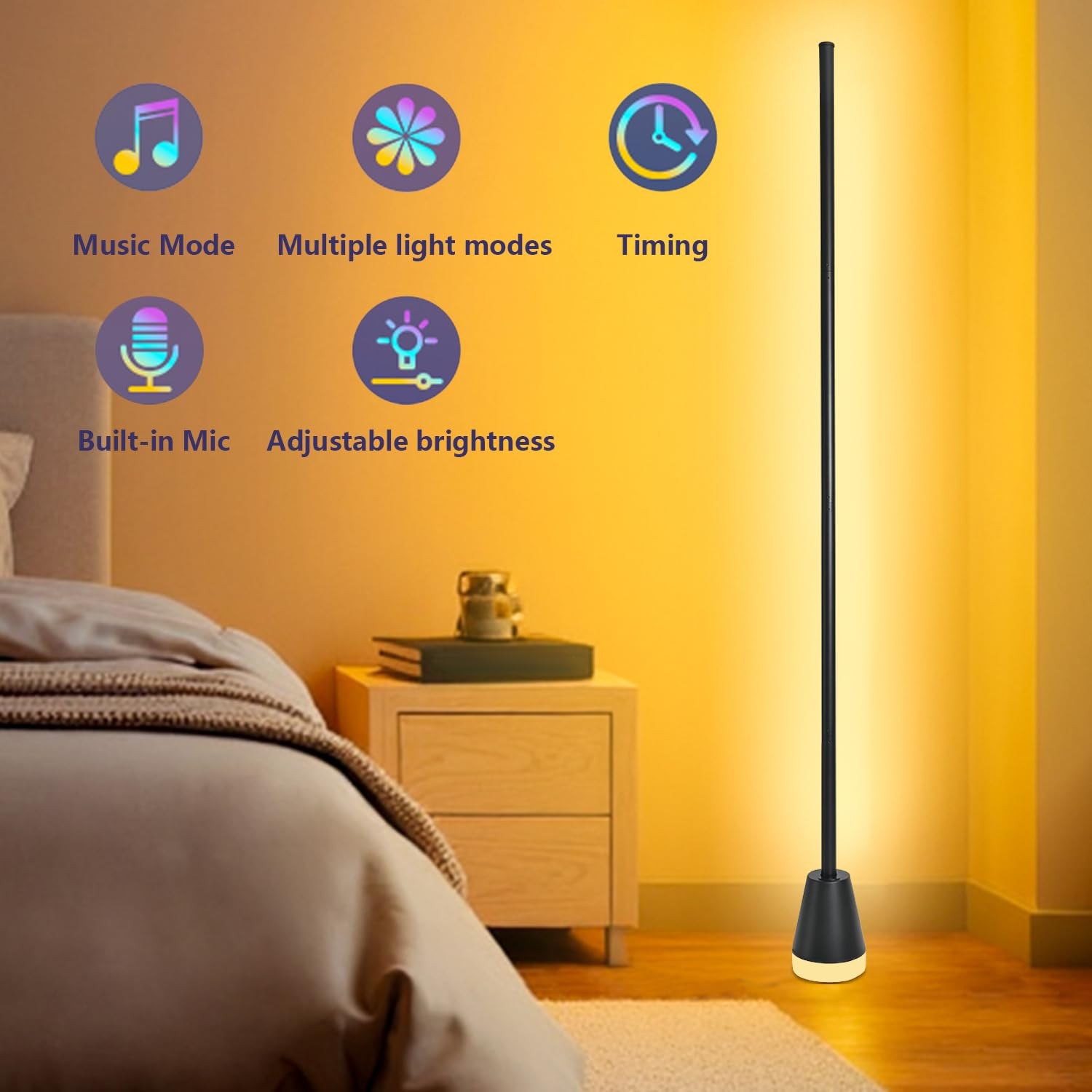 Lampadaire LED 150 cm dimmable avec application lampe salon design