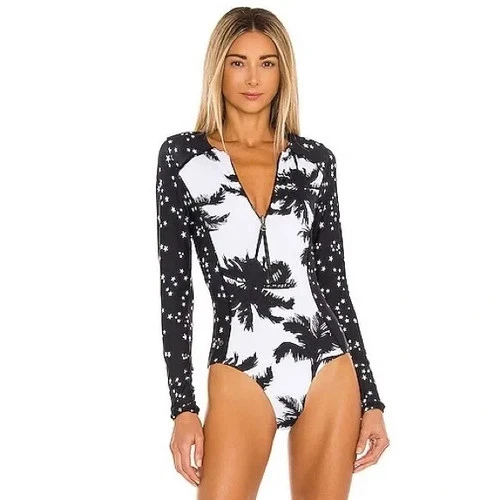 Maaji L132022 Black/White Cocoa Skies Triton Surf One-Piece Swimsuit Size L