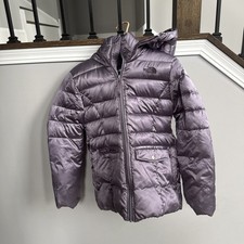 The North Face Girls L 14/16 Purple Goose Down Puffer Jacket Hooded Winter Coat