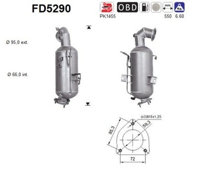 DPF Rußpartikelfilter Dieselpartikelfilter AS FD5290 Cordierit für OPEL ZAFIRA