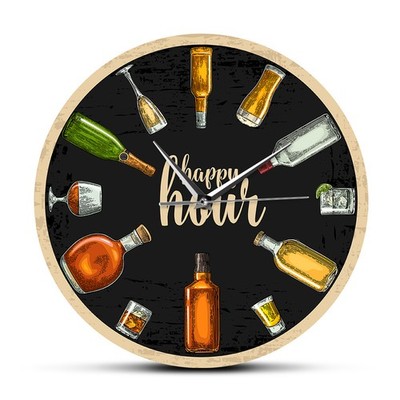 Whisky Bottle Wall Clock 12'' Quartz Home Bar Art Décor Modern Wall Decoration